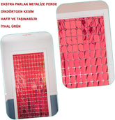 NessiWorld Extra Metalized Red Color Disco Rectangle Cut Door Curtain Decoration 1x2 Meters